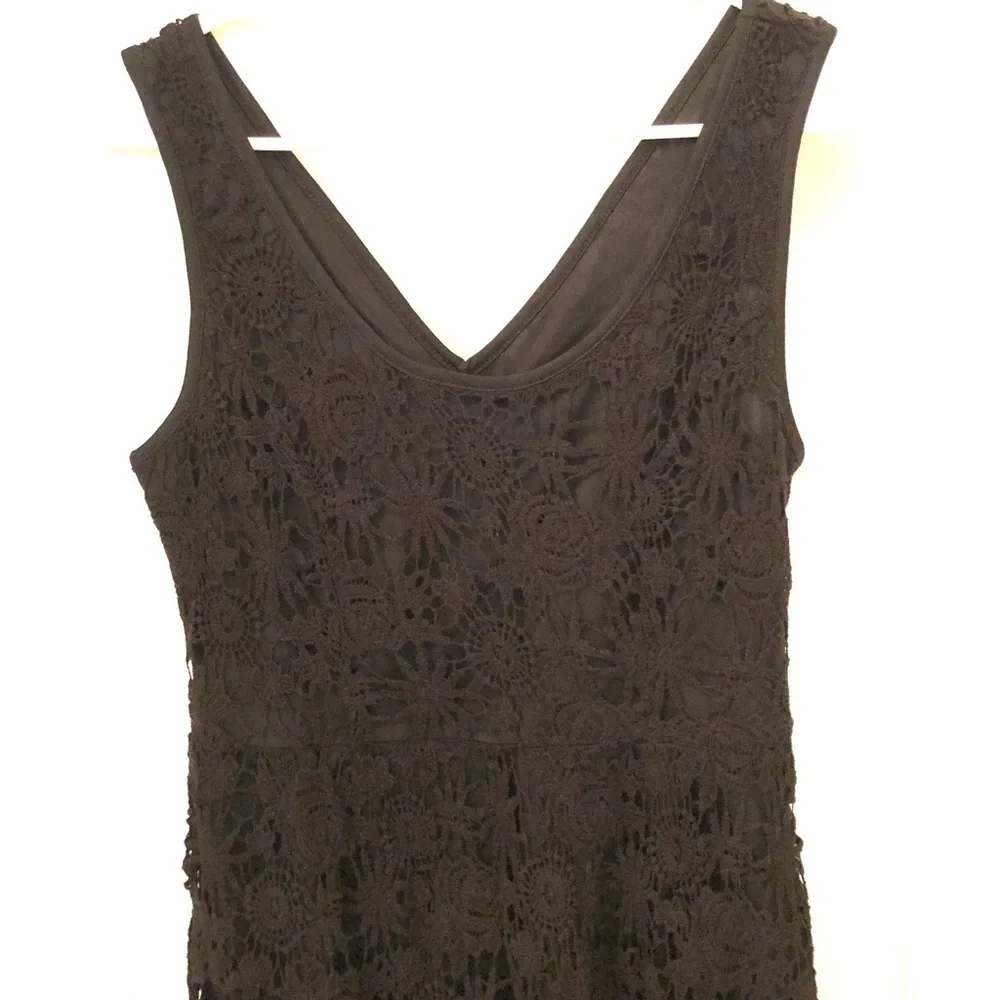 2/$30 Altar’d State - Black Sleeveless Mini Crochet Dress Size Small - Picture 3 of 6